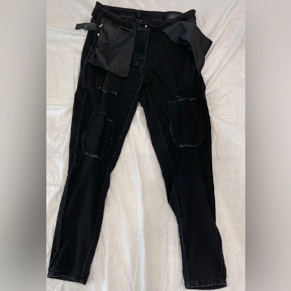 Mens AMIRI MX1Leather Patch Ripped Skinny Jeans Size 34